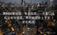 黑料网像排错：专业指南——先查口径有没有写清楚，再把截图补上下文（读完再讲）