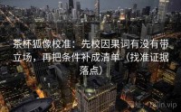 茶杯狐像校准：先校因果词有没有带立场，再把条件补成清单（找准证据落点）