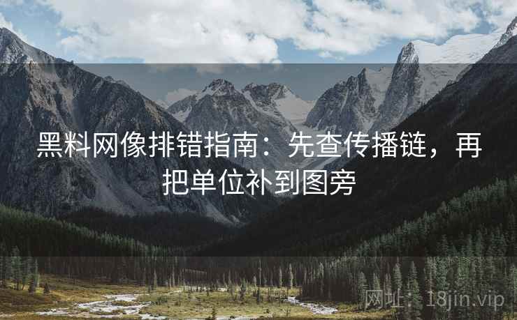 黑料网像排错指南：先查传播链，再把单位补到图旁
